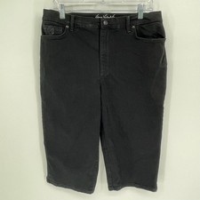 Gloria Vanderbilt Women's Black Embroidered Slimming Capri Jeans Size 14