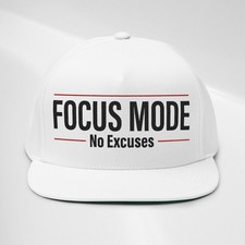 Gorra plana Focus Mode No Excuses | Sombrero motivacional bordado
