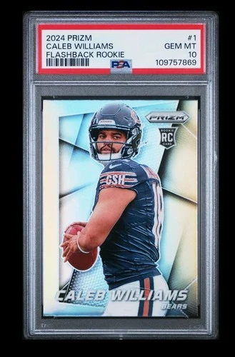 Caleb Williams Rookie Card 2024 Panini Prizm  Flashback Rookie #1 Silver PSA 10