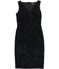 Ralph Lauren Womens Lace Sheath Dress, Black, 2