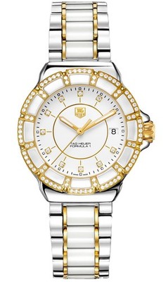 TAG Heuer Ladies WAH1221.BB0865 Formula 1 Ceramic Gold Diamond Quartz Date Watch