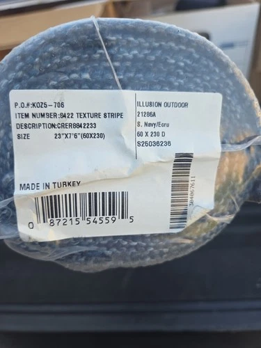 Liora Manne Carmel Texture Stripe Indoor Outdoor Area Rug Navy 1’11” X 7’6” New! - Picture 3 of 3