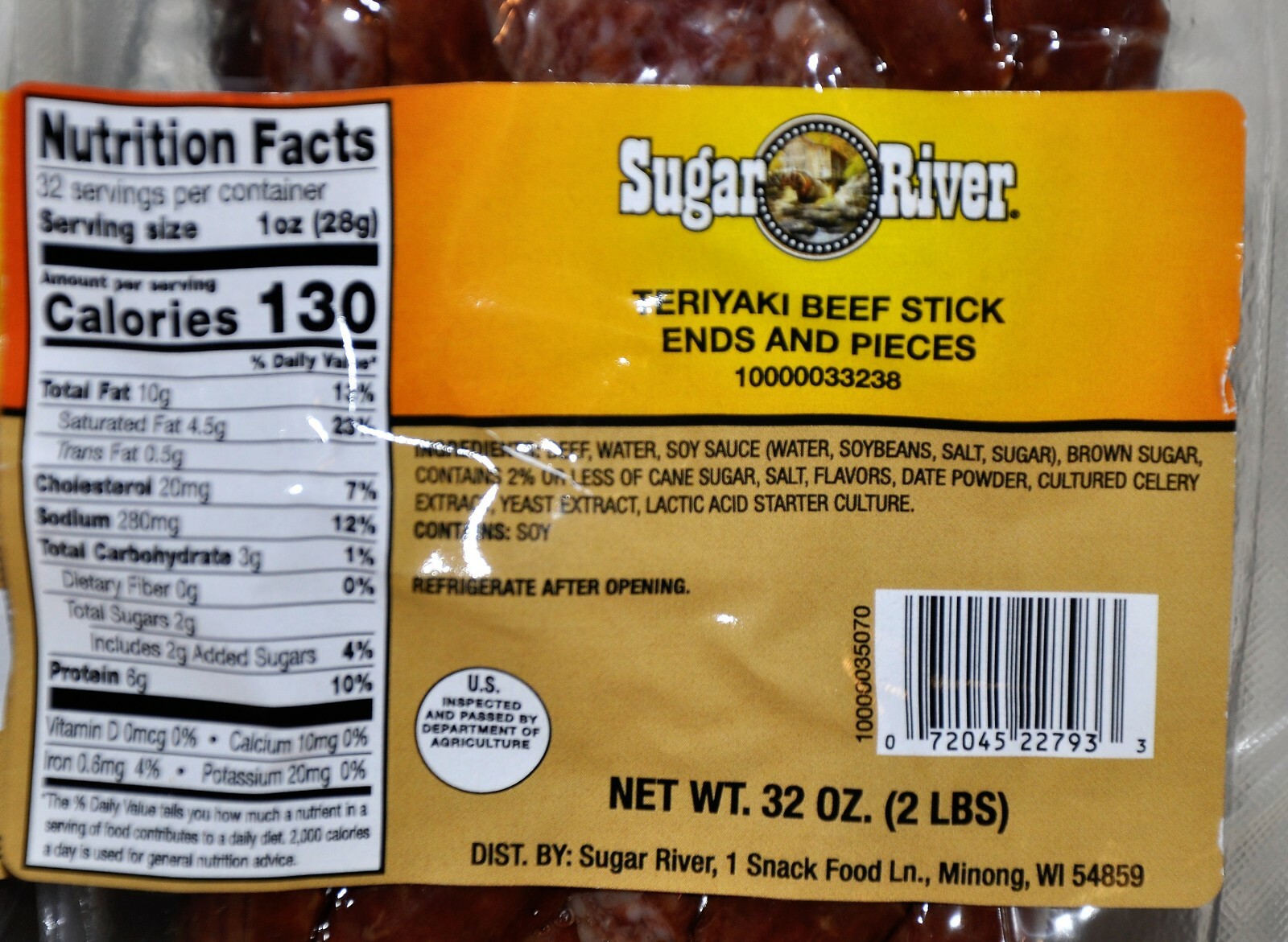 Teriyaki BEEF Stick Ends/Pieces BULK 4 Pounds (2x 2 lbs) Sugar River SNACKS!