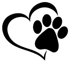 Dog Paw Silhouette Heart Vinyl Decal Sticker for Windows, Laptop, Boards, etc 