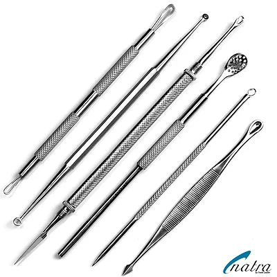 6er Gesichtspflege Set Komedonenheber Komedonenquetscher Mitesserentferner NATRA