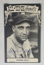 George Kelly Signed 1977 Exhibits Card Autograph AUTO JSA LOA Cubs Reds HOF 