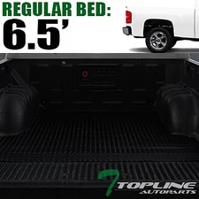 Topline For 2007-2018 Silverado/Sierra 6.5 Feet Rubber Truck Bed Mat Liners -Blk