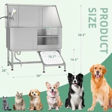 Professional Stainless Steel Dog Washing Station, Height Adjustable Dog Bathtub