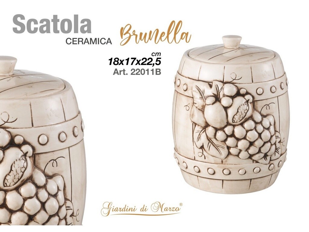 SCATOLA PORTA DOLCI IN CERAMICA DECORATAGIARDINI DI MARZO LINEA BOTTE PORTADOLCI