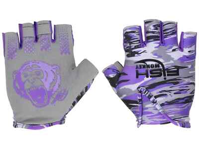 Fish Monkey Fishing Glove FM18-VSP-S Stubby Guide Glove, VOODO PURPLE UPF 50+