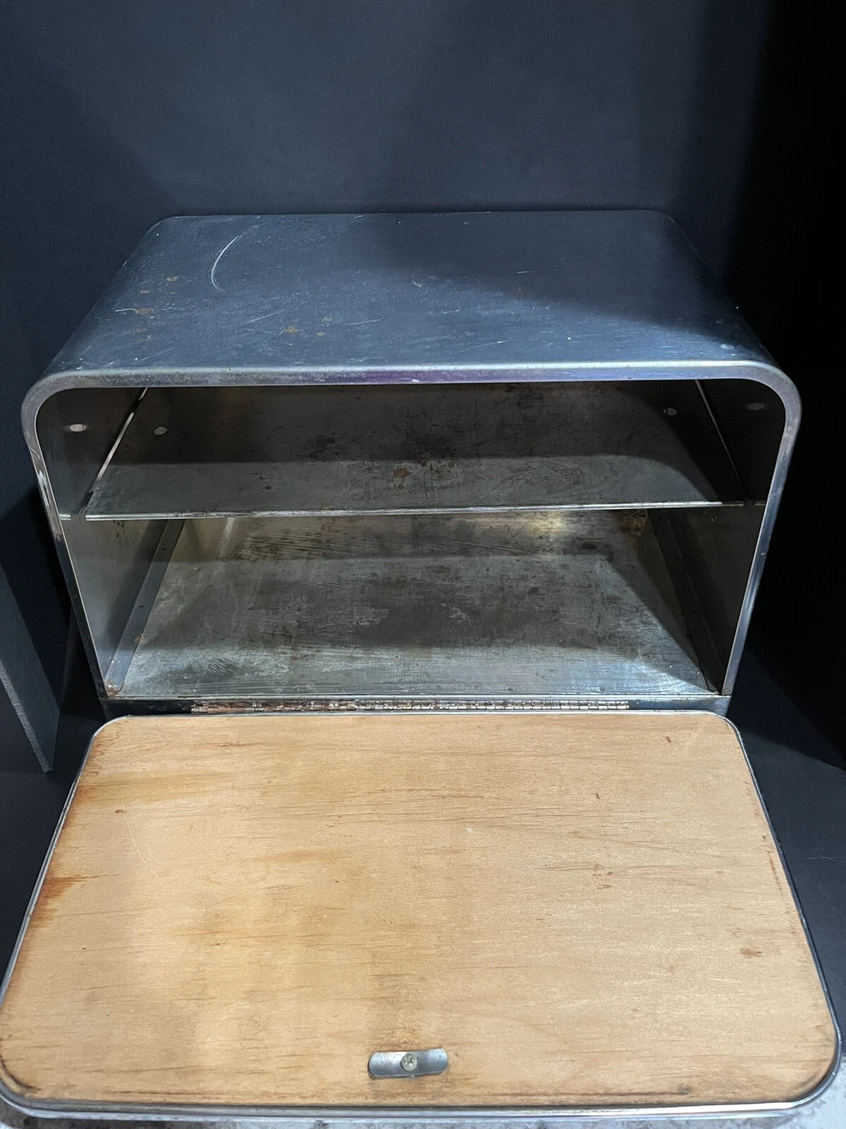 VTG Beauty Box Bread Box Mid Century Modern Mirror Chrome Stainless Vented Bin
