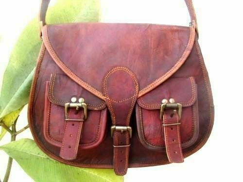 Borsa messenger vintage in vera pelle da donna