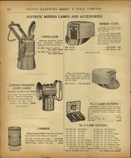 1917 PAPER AD Justrite Brand Miners Head Lamp Anaconda Special Uncle Sam Lantern