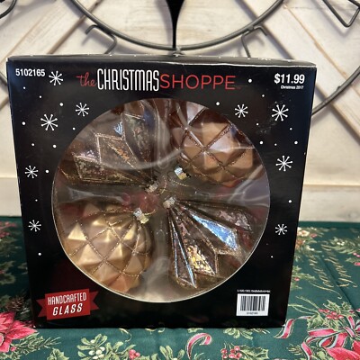 Hobby Lobby New 2017  The Christmas Shoppe Glass Ornaments 5102165 4 Pce