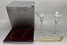 Lenox Crystal Gallery Optika Clear Light Candlesticks Pair w/ Candles Hand Blown