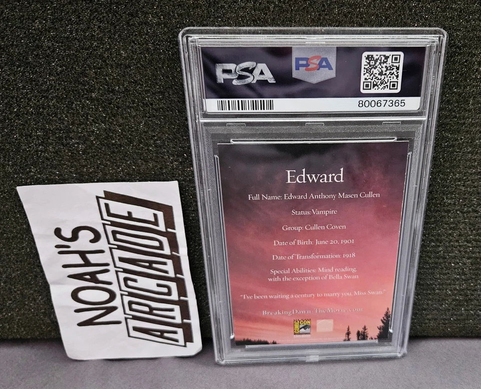 Tarjeta promocional rara SDCC 2011 The Twilight Saga Amanecer parte 1 Edward PSA 8 Foto 3 de 3