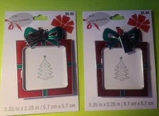 2 Christmas Picture Frame Photo Ornament Red  & Green Present 