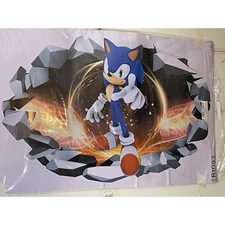 Sonic Wall Decal 3D Hole Art Children's Cartoon Vinyl Wall Sticker for Nursery K