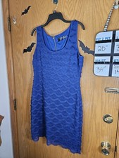 Guess Marciano Gold Zipper Fringe Sapphire Blue Dress 14 Wedding Pretty