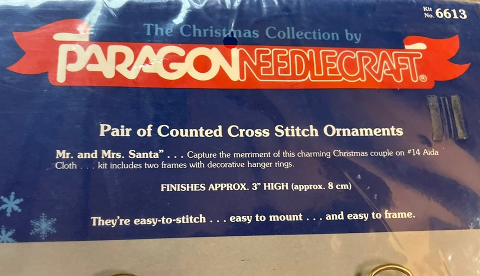 Adornos de punto de cruz Paragon Needlecraft 6614 de colección Papá Noel y la señora Cláusula Foto 3 de 4