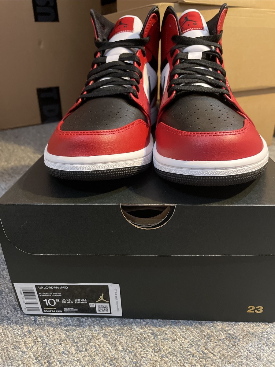 Jordan Brand（NIKE） - Air jordan 1 mid bred Chicago toe Air Jordan 1 Mid “Chicago Toe” - Men's 9.5 193658124065| eBay