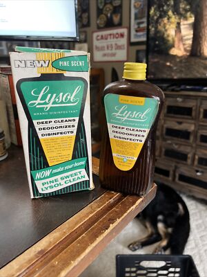 Vintage Empty Lysol pine Scent Btl & Box