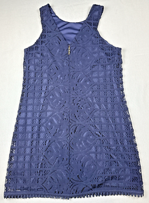Lilly Pulitzer Mango Shift Dress Large True Navy Leafy Palm Lace | eBay