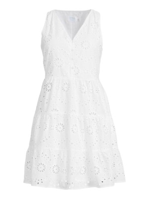 time and tru women's tiered cotton poplin dress Time and Tru Women's Tiered Dress with Flutter Sleeves, Sizes Xs-xxxl