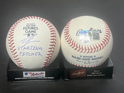 Taj Bradley Rays Auto Signed 2022 Futures Game Baseball Beckett  Starting Pitche