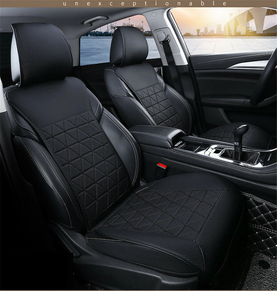 Cojín de asiento funda protectora de silla delantera cuero PU transpirable accesorio de coche Foto 3 de 4