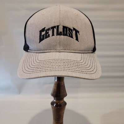 Get Lost ~Port Authority Cap Hat Mesh Adjustable Back Grey Black 