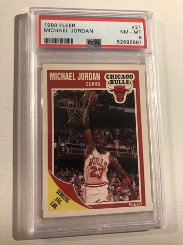 1989 Fleer Michael Jordan Chicago Bulls 21 Near Mint Mint PSA 8