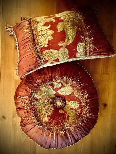 Serendipity Boudoir Throw Pillows Set Of 2 Tassel Rope Burgundy Round & Lumbar