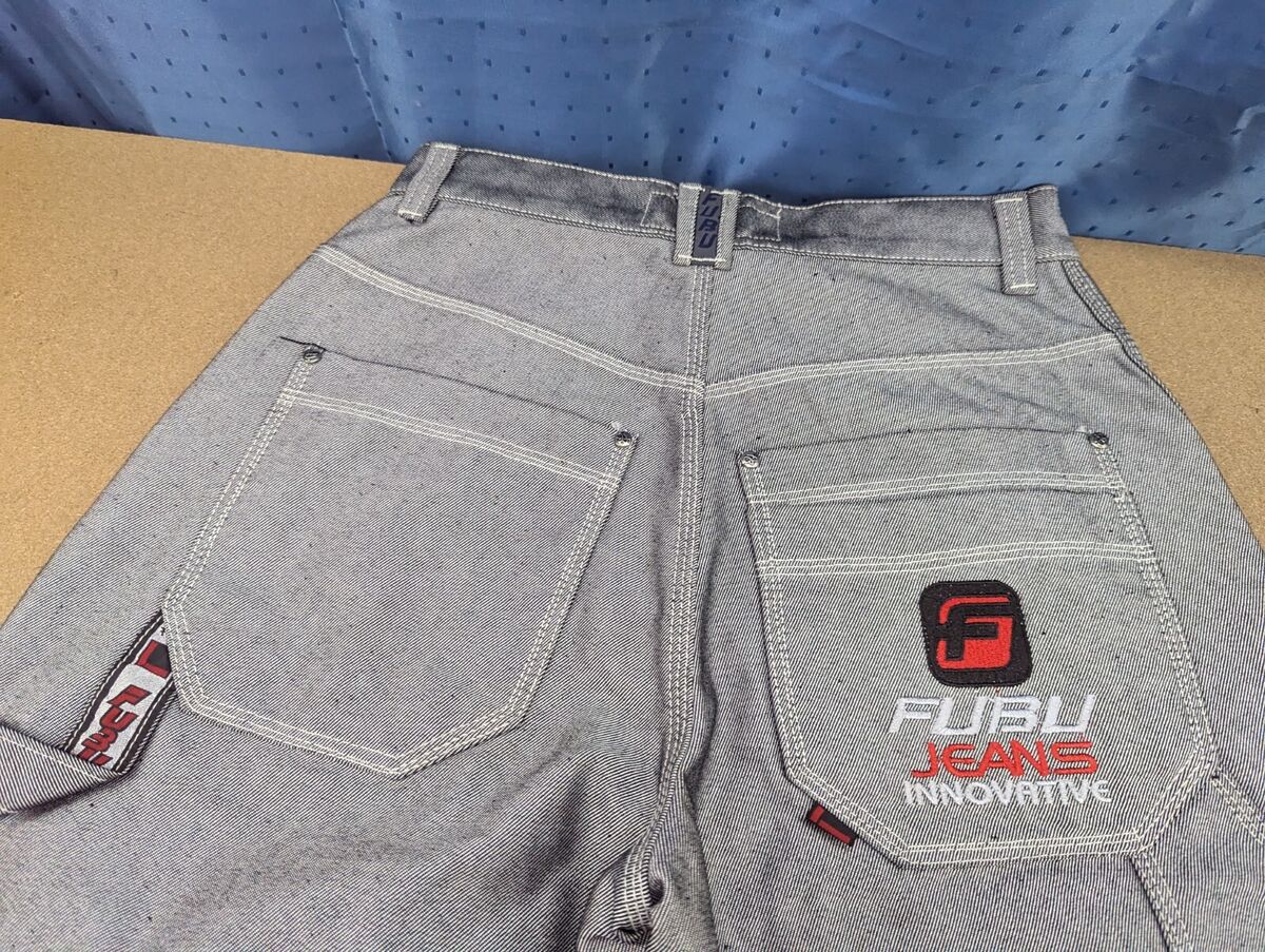 FUBU 90s Silver Metalic Gray Jeans Innovative Size 30 Glanz FUBU 90s Silver Metalic Gray Jeans Innovative Size 30 Glanz