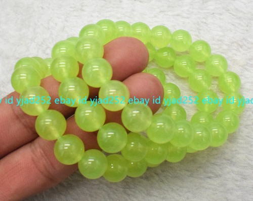 Natural Pretty 3 Pcs 8/10/12mm Green Peridot Gemstone Round Beads Bracelet 7.5in - Picture 2 of 12