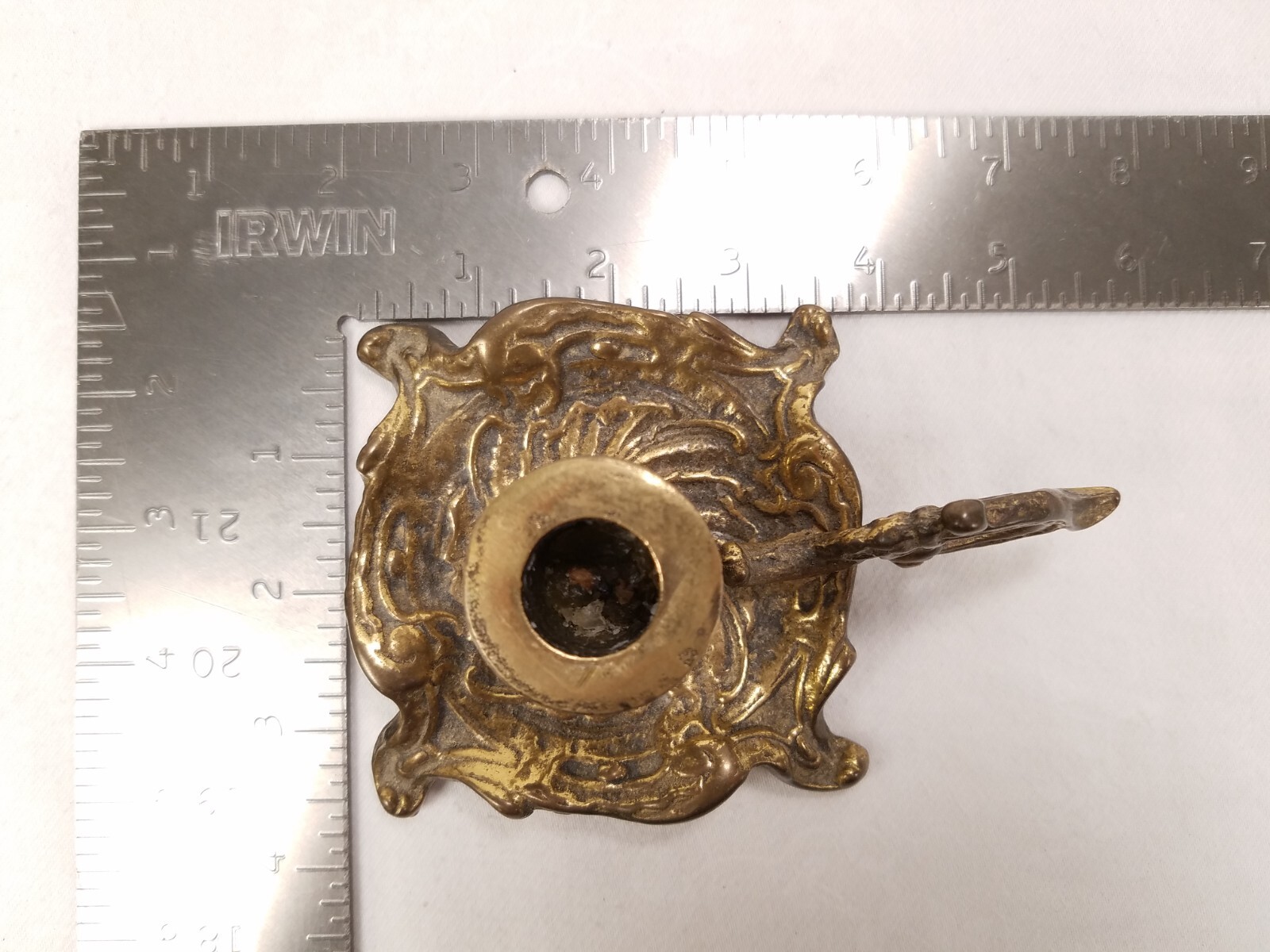 Victorian Brass Chamber Candle Holder, Antique George Johnson Art Nouveau Candle