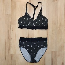 MeUndies Womens L Discontinued Bumble Bee Lace T-back Unpadded Bralette Set  