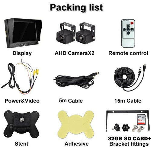 7'' Split Dual Screen Monitor DVR+2x4PIN AHD 1080P Rear View Camera 32GB Trailer - Picture 12 of 12