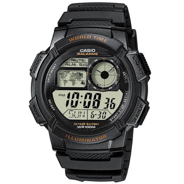 Casio AE-1000W-1AVEF Uhr Herrenuhr Kautschuk 100M Digital Datum Timer Schwarz-image