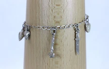 Beautiful Sterling Silver Western Theme Charm Bracelet 8"- 14029