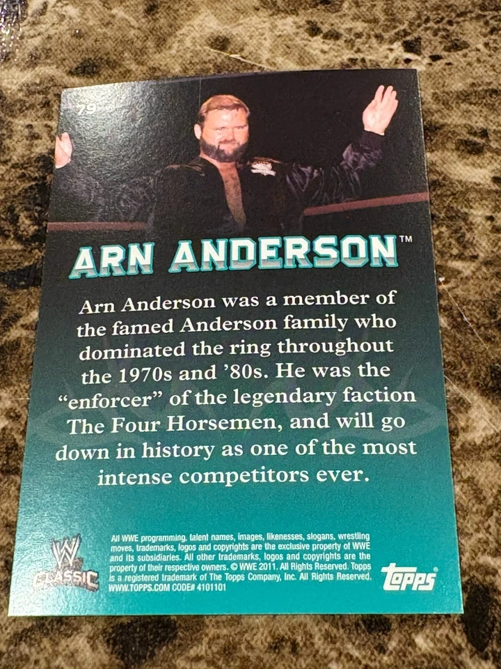 ARN ANDERSON 2011 Topps WWE Classic #79 - Image 2 of 2