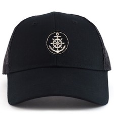 Youth Kid Silver Anchor Patch Youth 6 Panel Trucker Baseball Cap - FREE SHIPPING