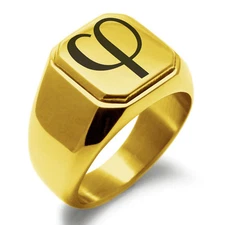 Stainless Steel Golden Ratio Math Symbol Mens Square Biker Style Signet Ring