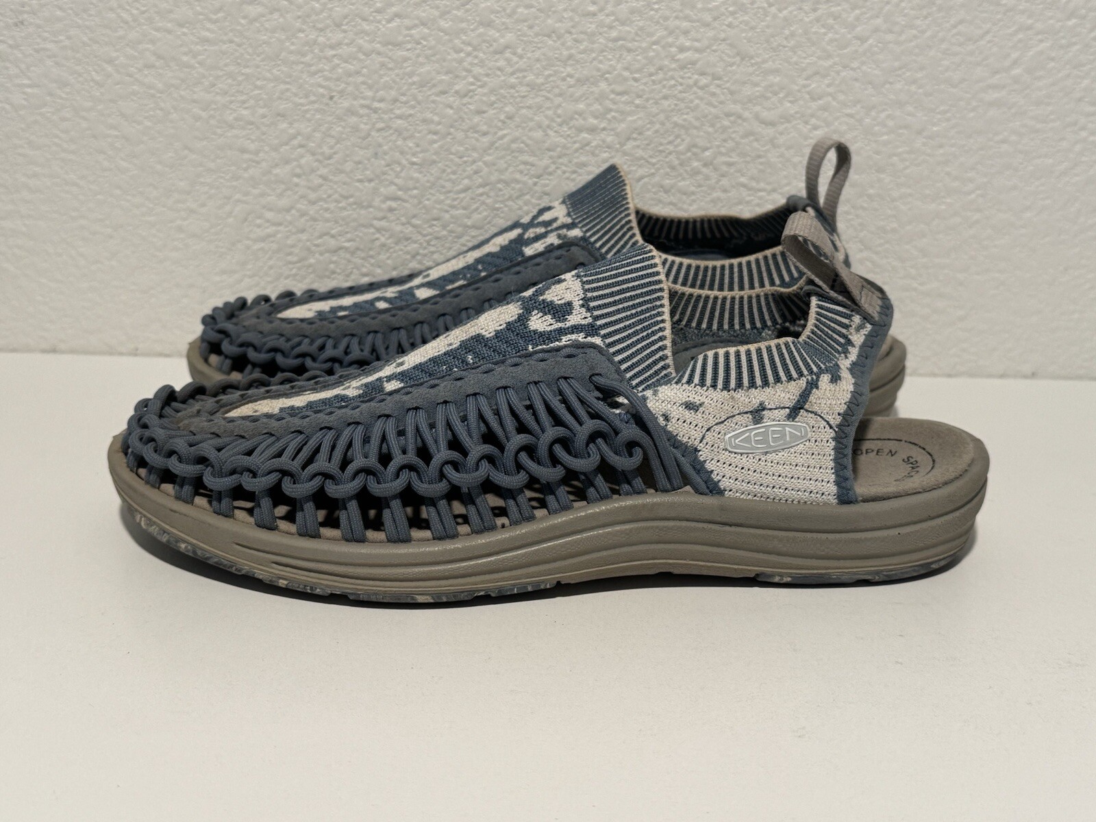 Sandali donna KEEN Uneek tessuto slingback taglia 10 blu slip on due corde scarpa acqua