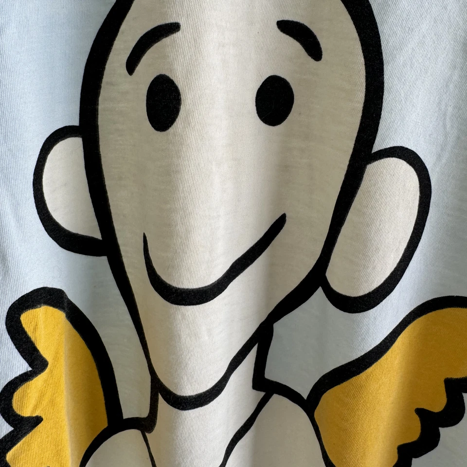 Moschino Jeans 90's Unisex Small Pale Blue Smile Angel Tshirt Made In Italy - Image 2 of 4