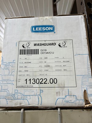 Leeson - 3/4 HP, 3450 RPM, 56, TENV, 230/460V, PH 3, WASHDOWN 113022.00
