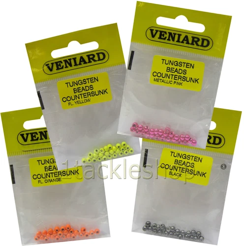 Veniard Countersunk Tungsten Fly Tying Hook Beads x25 - Trout