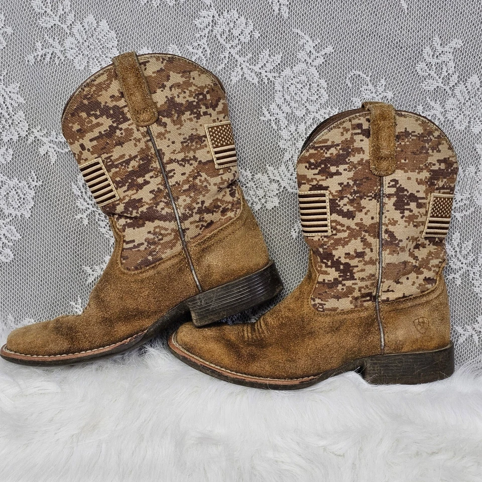Ariat Sports Patriot Kids Youth Size 3.5 USA Flag Digital Camo Boots 10019913 - Image 2 of 4
