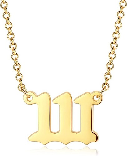 Gold 111 Angel Number Necklace, Jewelry Charms Minimalist Stainless Steel - Picture 6 of 6