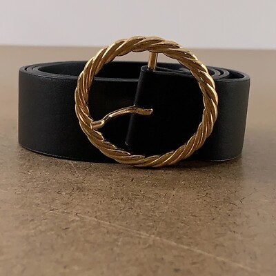 Belt, buckle Gold-Tone Twisted Rope Black & Gold Rope Twist Wide Buckle Belt | Yours Clothing main image 3